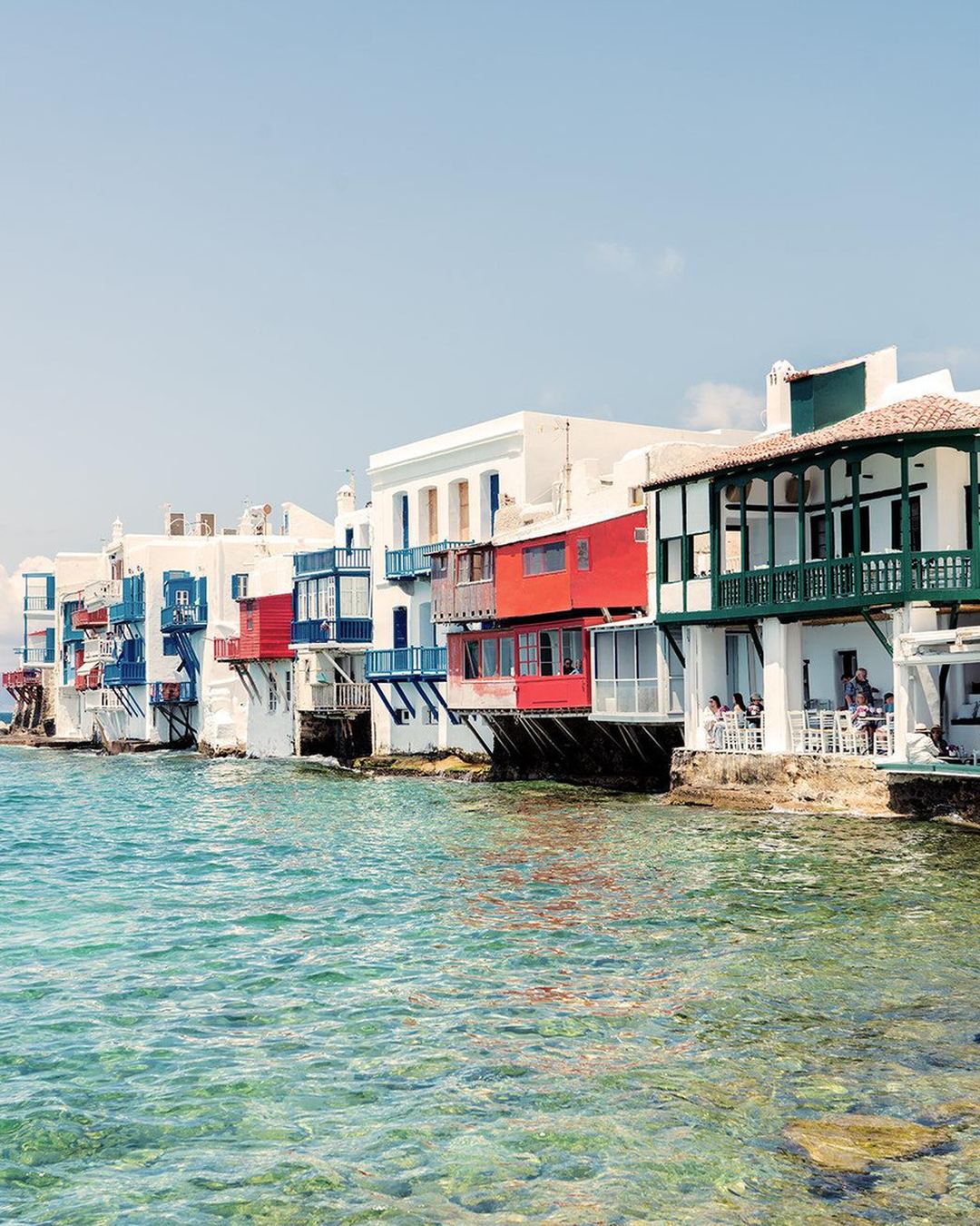 Colorful seafront houses of Little Venice in Mykonos