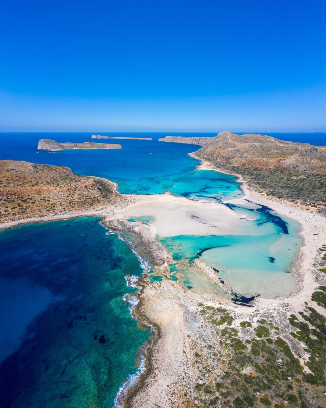 Aerial view of the turquoise Balos Lagoon in Crete